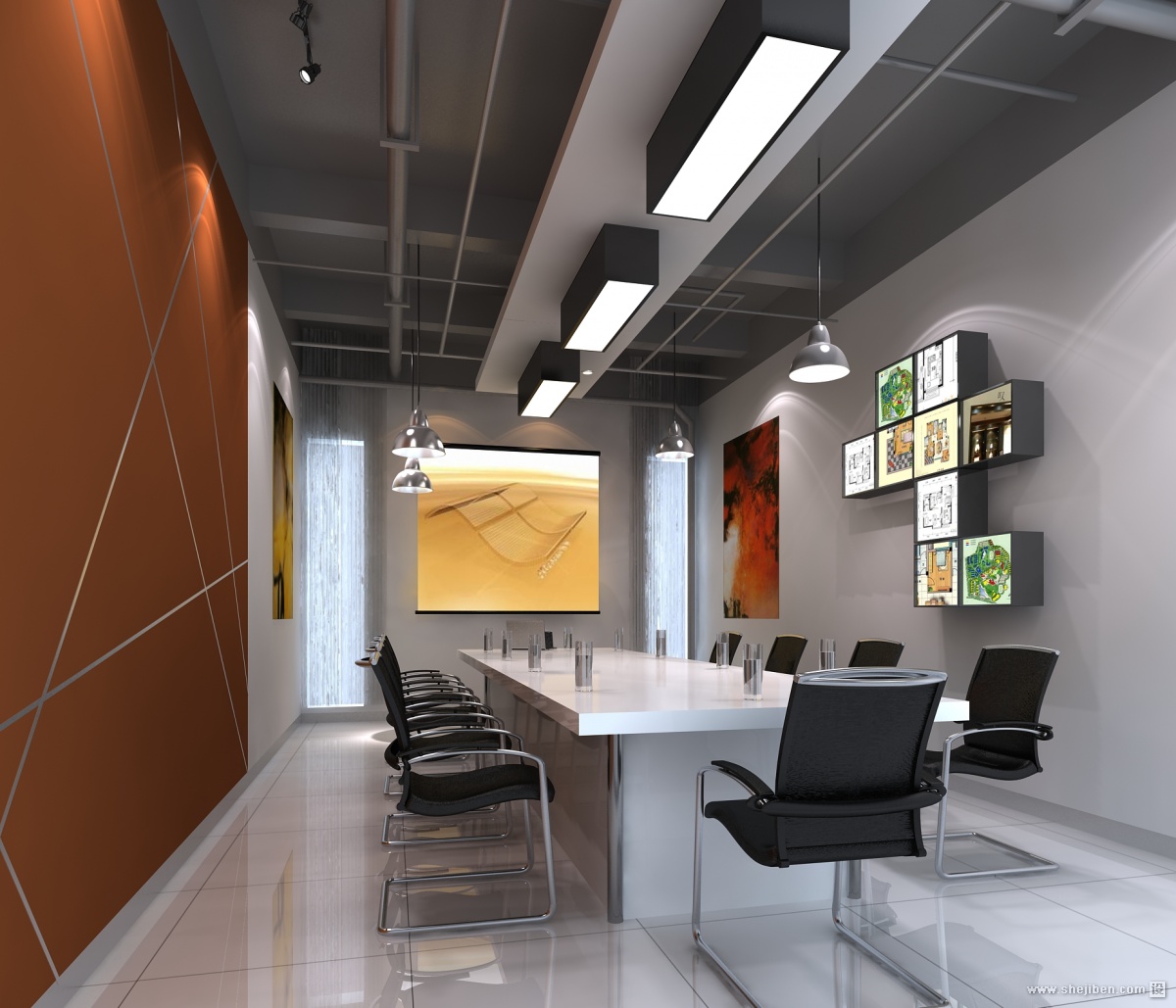 会议室效果图|空间|家装设计|柒点视觉表现 - 原创作品 - 站酷 (ZCOOL)