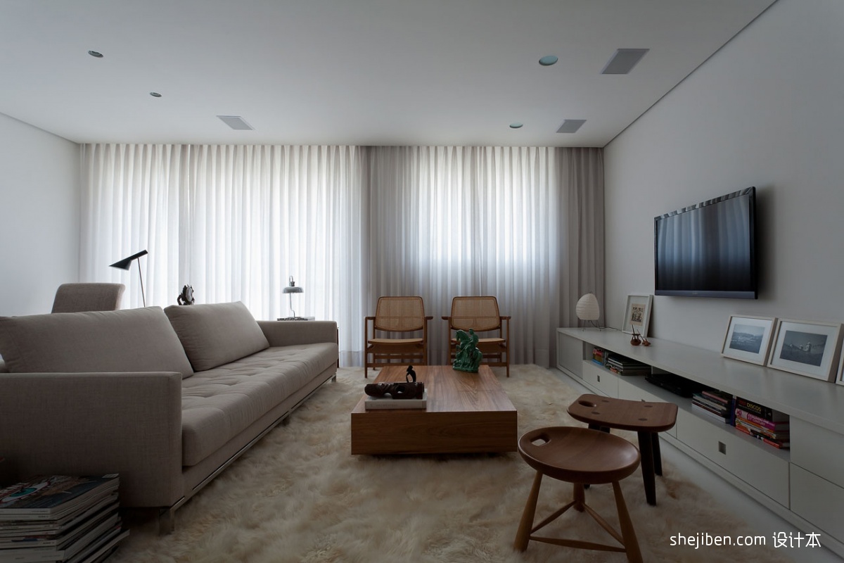 优雅的现代白色公寓设计_674931 – 设计本装修效果图