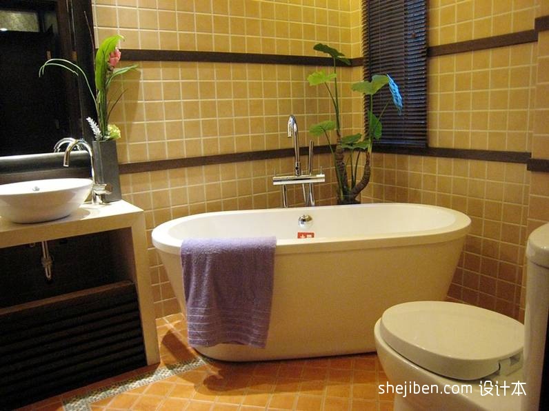 东南亚风格主卫生间浴缸装修图片