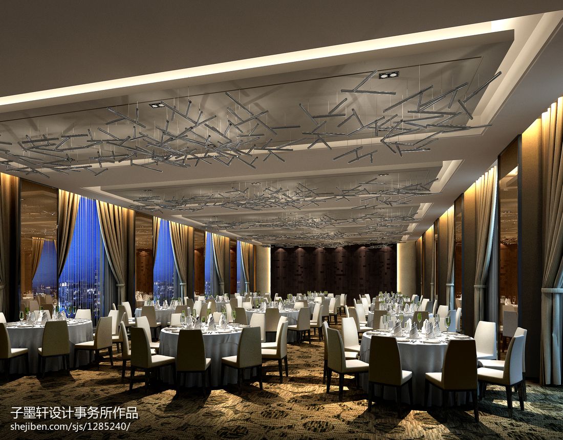 酒店宴会厅窗帘设计效果图 – 设计本装修效果