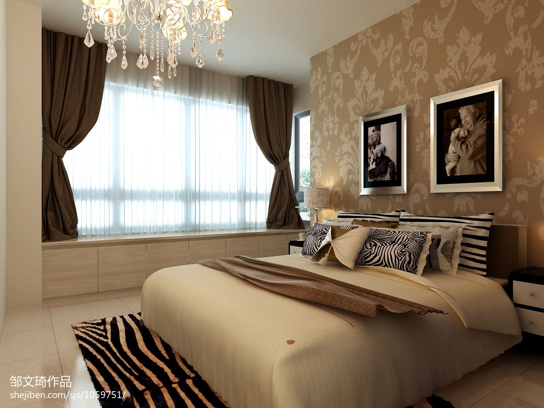 雅居乐世纪新城现代风格卧室飘窗装修效果图
