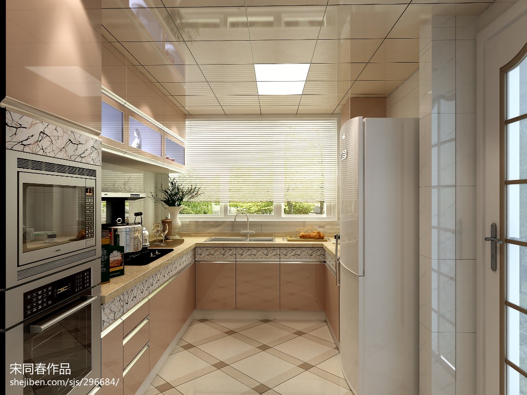 欧式经典厨房窗帘装修装修效果图 – 设计本装修效果图
