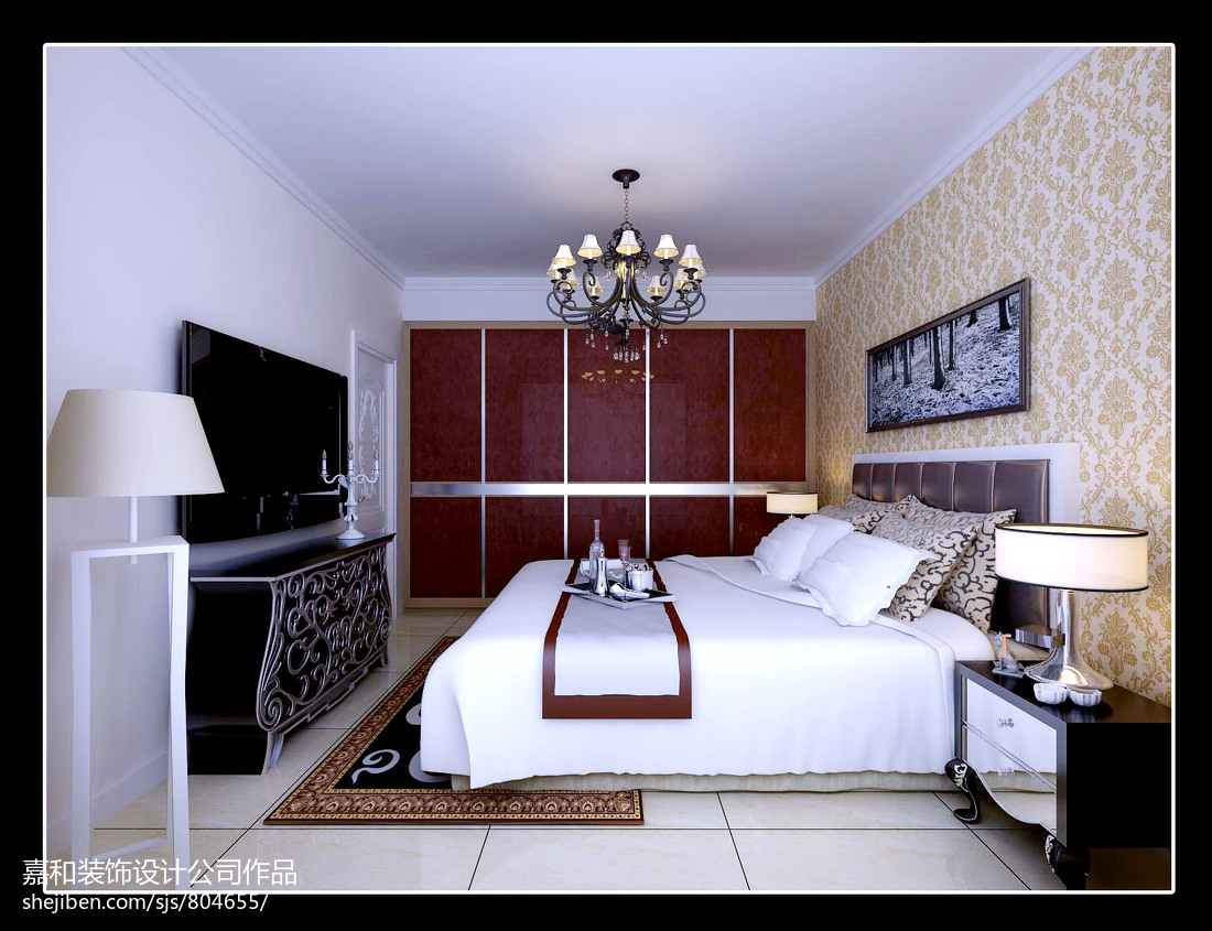 现代卧室墙纸装修效果图大全2014图片
