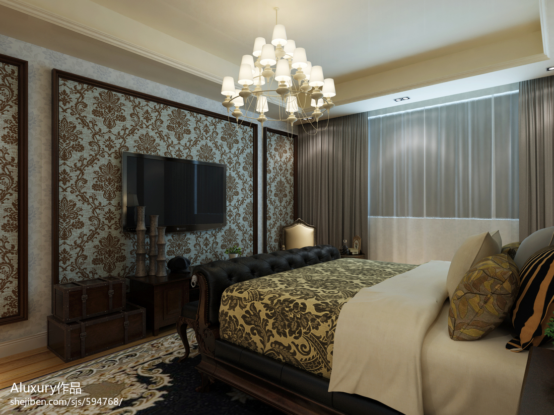 现代别墅复式卧室壁纸装修效果图大全2014图片 – 设计本装修效果图