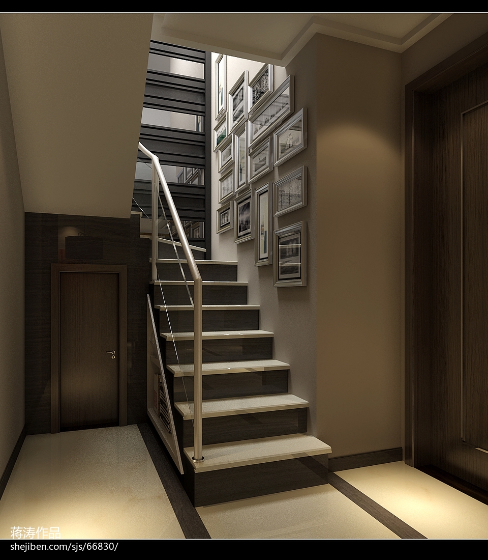 多层住宅楼梯间照片墙装修效果图