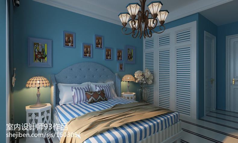地中海风格卧室墙面漆颜色装修图片 – 设计本