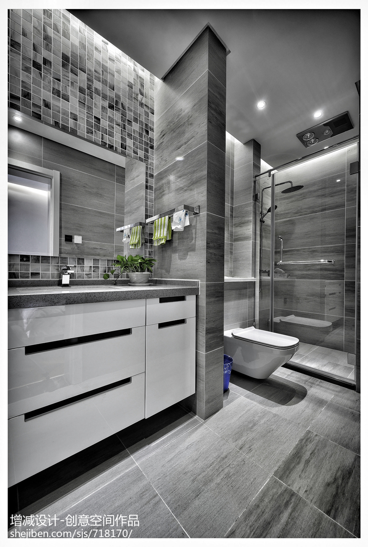 现代黑白2017新款浴室柜图片