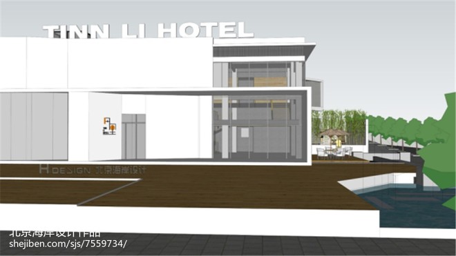 田里酒店室内外建筑设计案例-装修设计效果图