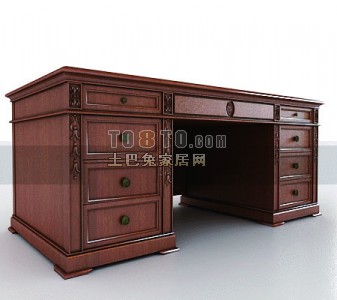 古典中式书桌子3d模型下载