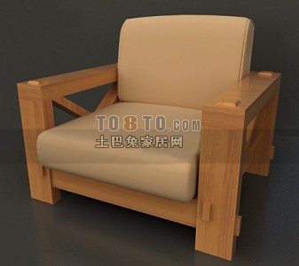 中式休闲实木沙发3d模型下载