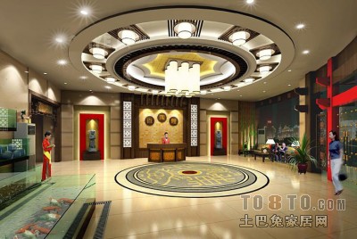 现代中式餐厅3d模型下载