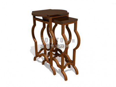 实木桌椅3d模型下载