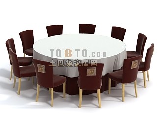 桌椅组合桌布3d模型下载