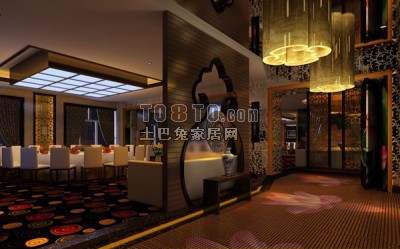 中式酒店餐厅23d模型下载