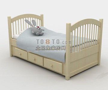 可爱的单人儿童床3d模型下载