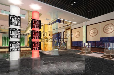中式展厅3d模型下载
