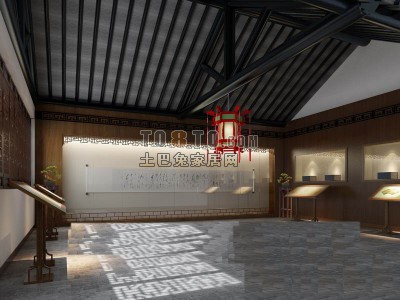 中式展厅3d模型下载