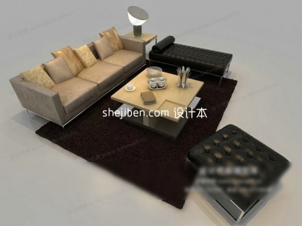 个性十足现代简约沙发组合3d模型下载