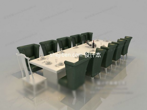 豪华大气欧式餐桌椅3d模型下载