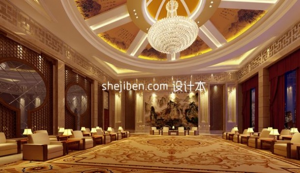 中式风格大型会议厅网站3d模型下载