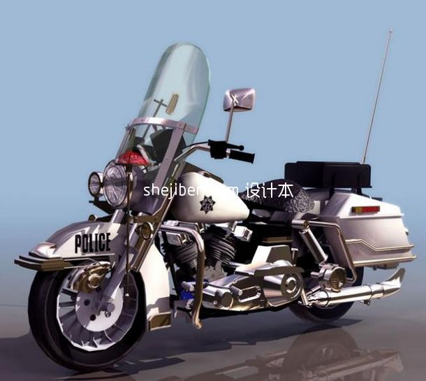 交警摩托车3d模型下载
