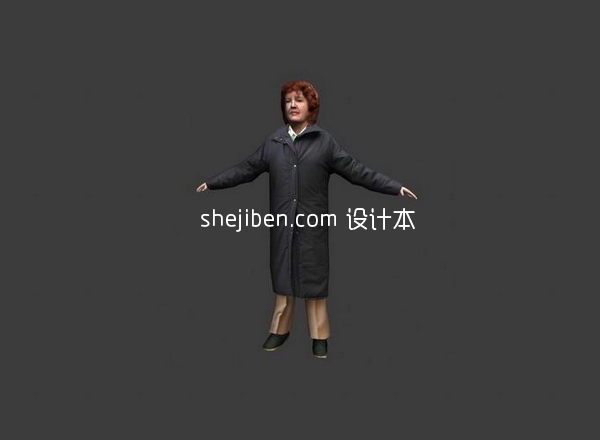 黑衣中年女性形象人体3d模型下载