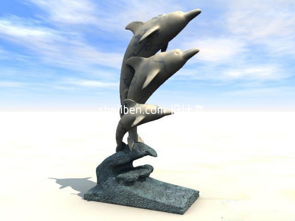 海豚雕塑3d模型下载