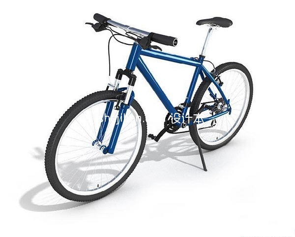 深蓝色自行车整体3d模型下载
