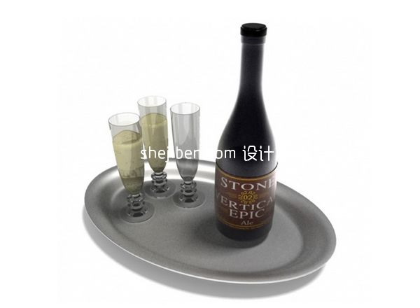 托盘红酒酒杯3d模型下载