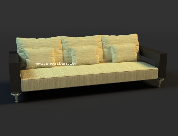 三人沙发3d模型下载