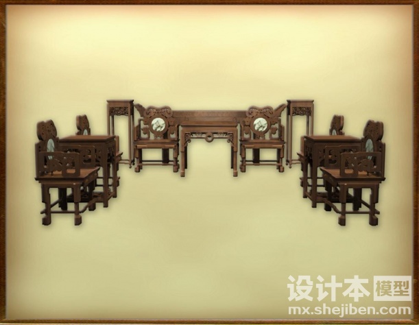 中古典家具组合2603d模型下载