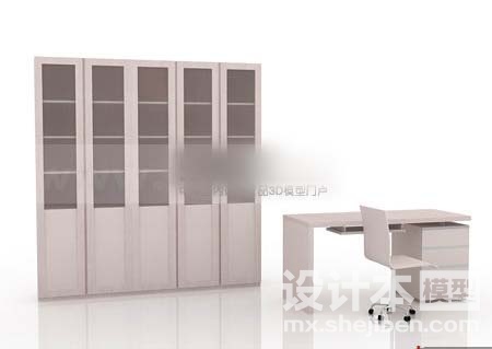 一体书桌柜3d模型下载