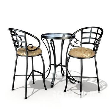 室外咖啡桌椅3d模型下载