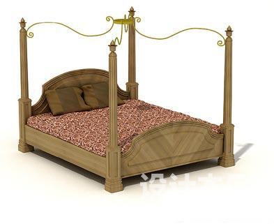 美式床3d模型下载