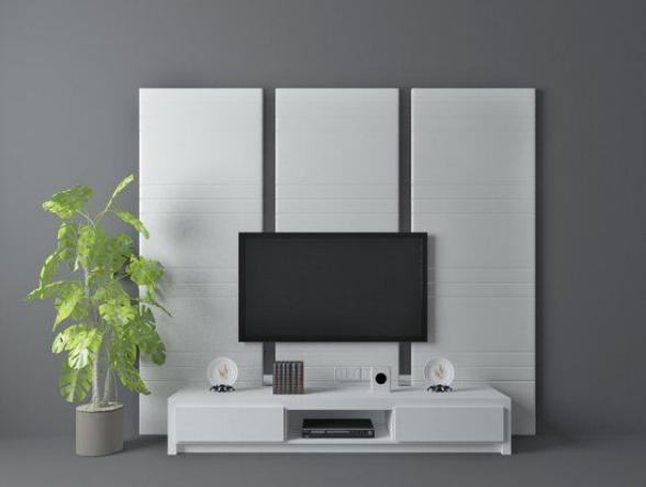 白色电视墙3d模型下载