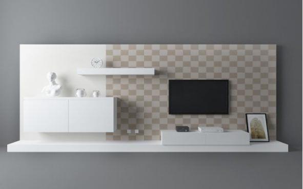 现代白色电视墙3d模型下载