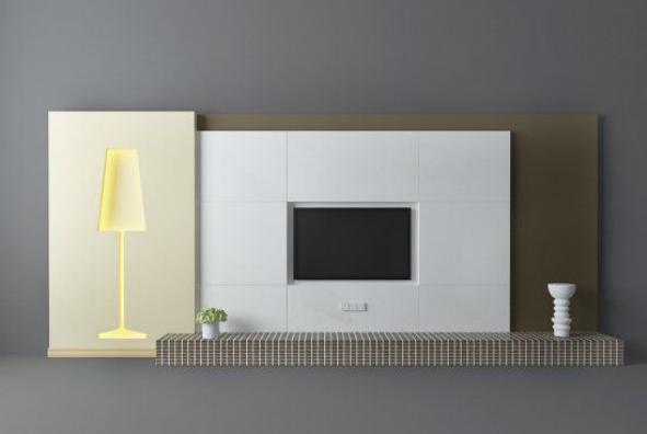 现代风格电视墙3d模型下载