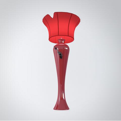 中式红色烛台灯3d模型下载