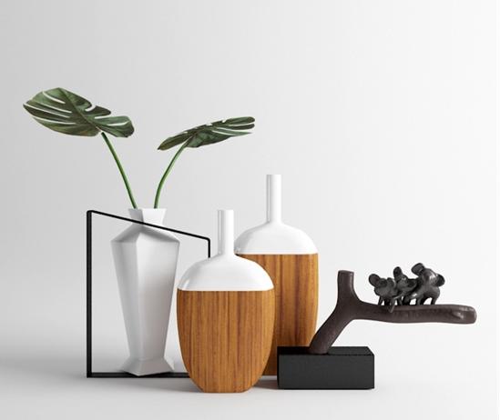 白色木纹花瓶3d模型下载