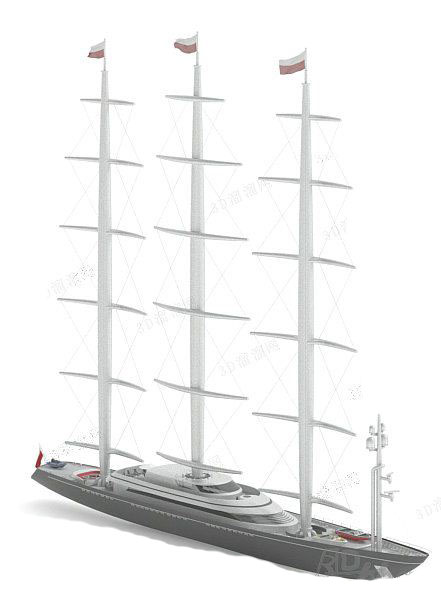 灰色帆船3d模型下载