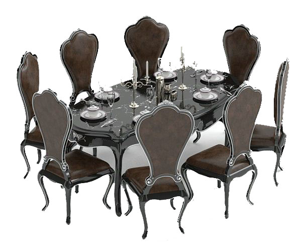 黑色木质餐桌3d模型下载