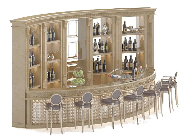 欧式酒柜吧台椅3d模型下载