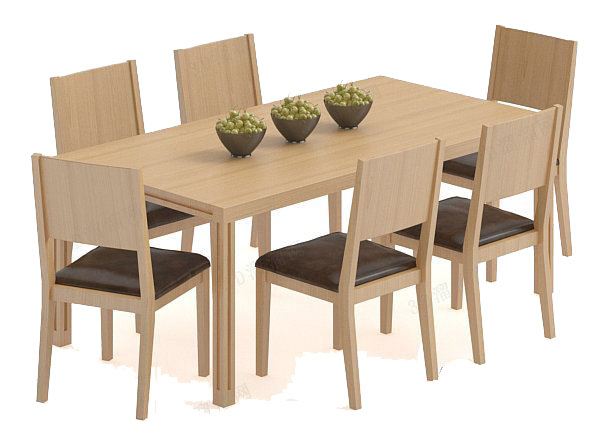 灰色木质餐桌3d模型下载
