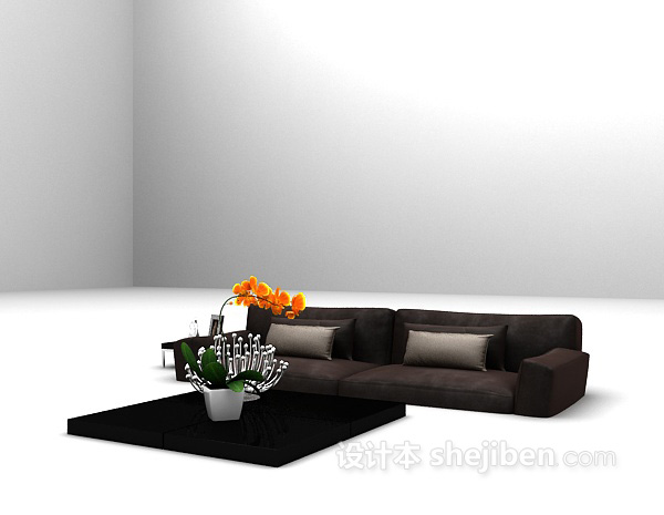 设计本黑色双人沙发3d模型下载