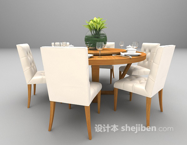 设计本木质现代桌椅3d模型下载