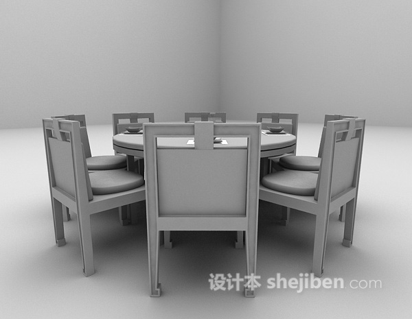 中式风格中式圆桌3d模型下载