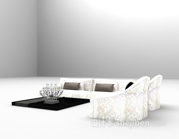 设计本白色欧式沙发3d模型下载