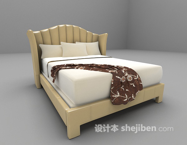 现代风格木质床欣赏3d模型下载
