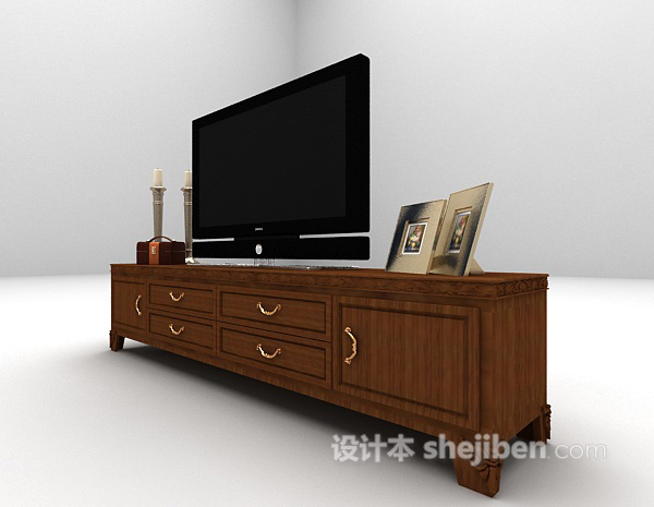 欧式风格矮电视柜3d模型下载