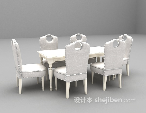 设计本白色欧式餐桌3d模型下载